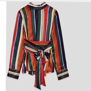 Zara striped silk top